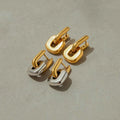 Stainless Steel Two tone Oval Splicing Earrings