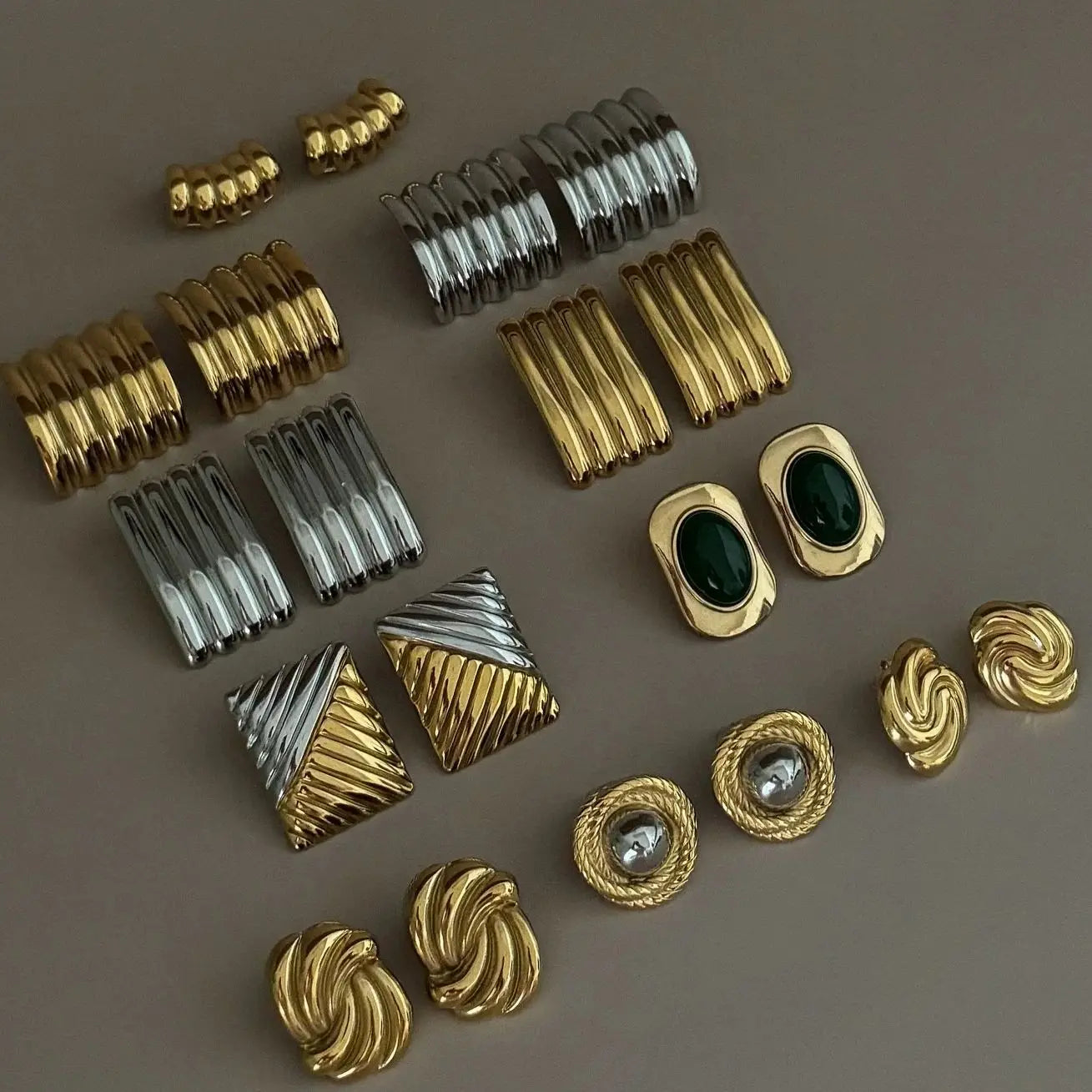 Stainless Steel Vintage-Inspired Waterproof Stud Earrings