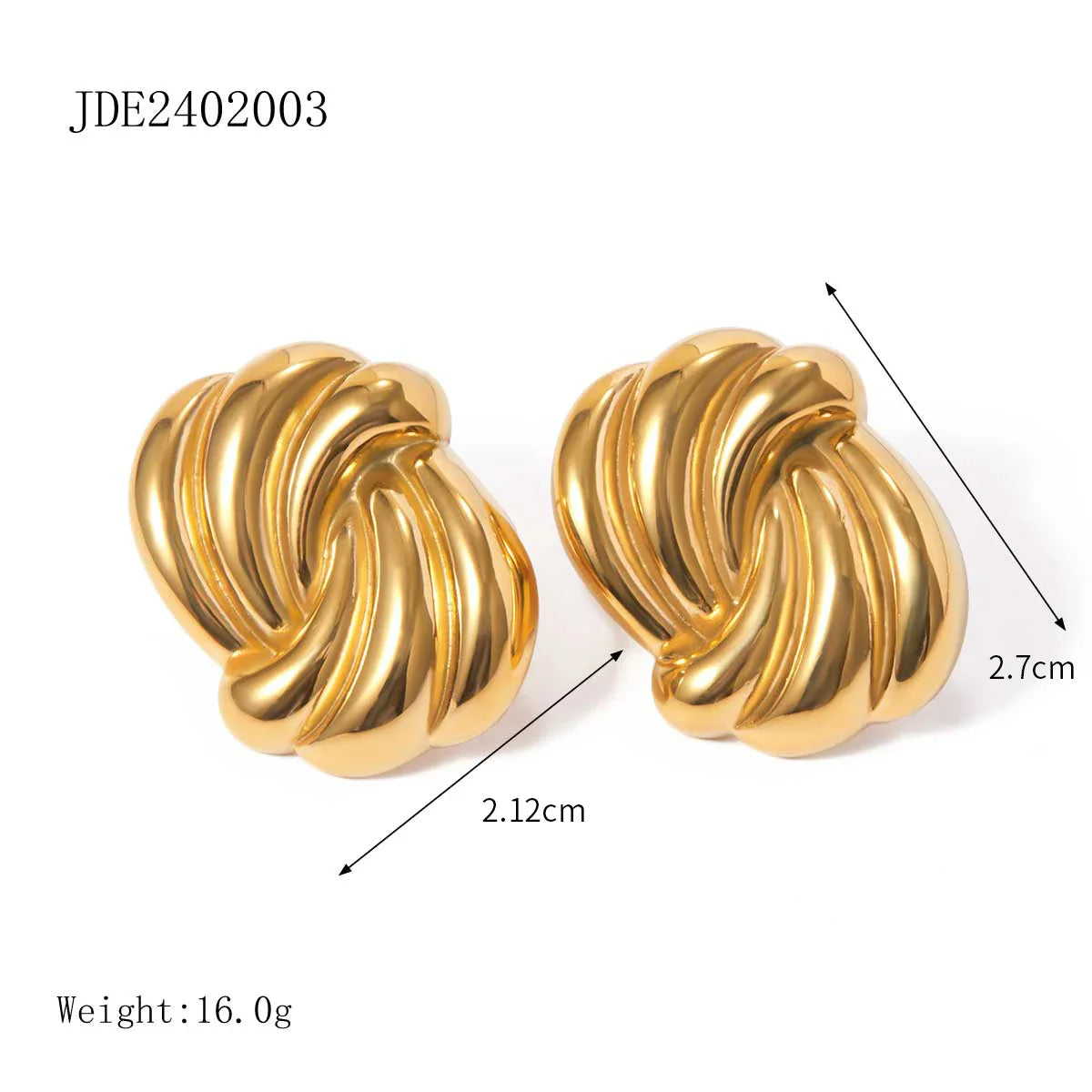 Stainless Steel Vintage-Inspired Waterproof Stud Earrings - JDE2402003