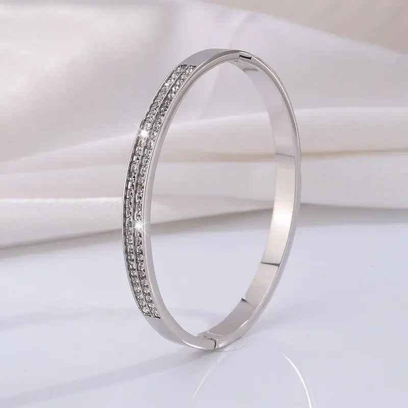 Stainless Steel Women’s Starry Exquisite Double Row Diamond Bracelet - electronic accessories