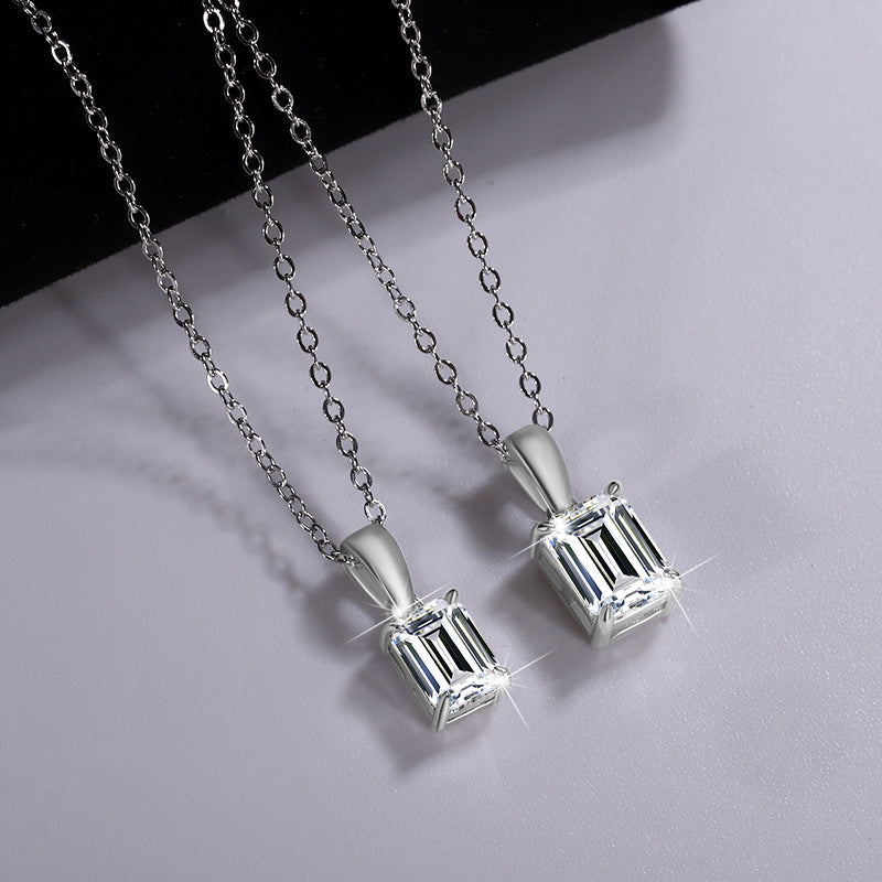 Sterling Silver Rectangular Pendant Clavicle Chain - electronic accessories