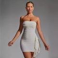 Stitching Tied Bandeau Short Skirt Sheath Dress - Other