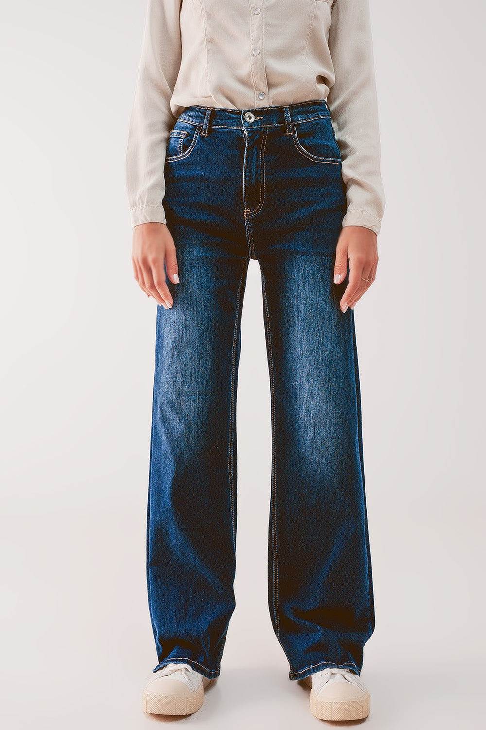 Straight Leg 90s Jeans With in Dark Blue - Norellé