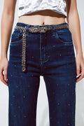 Straight Leg Jeans With Strass Detail in Blue - Women’s Fashion - Clothing - Bottoms