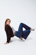 Straight Leg Jeans With Strass Detail in Blue - Norellé
