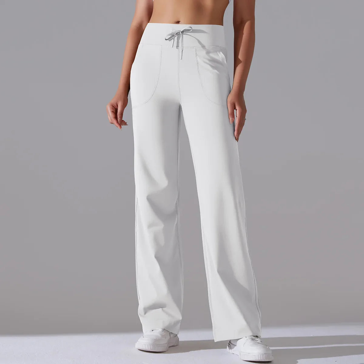 Straight Leg Women’s Loose Tracksuit Pants - White grey / M / CHINA