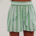Straight Striped Casual Pockets Beach Shorts - GN / S