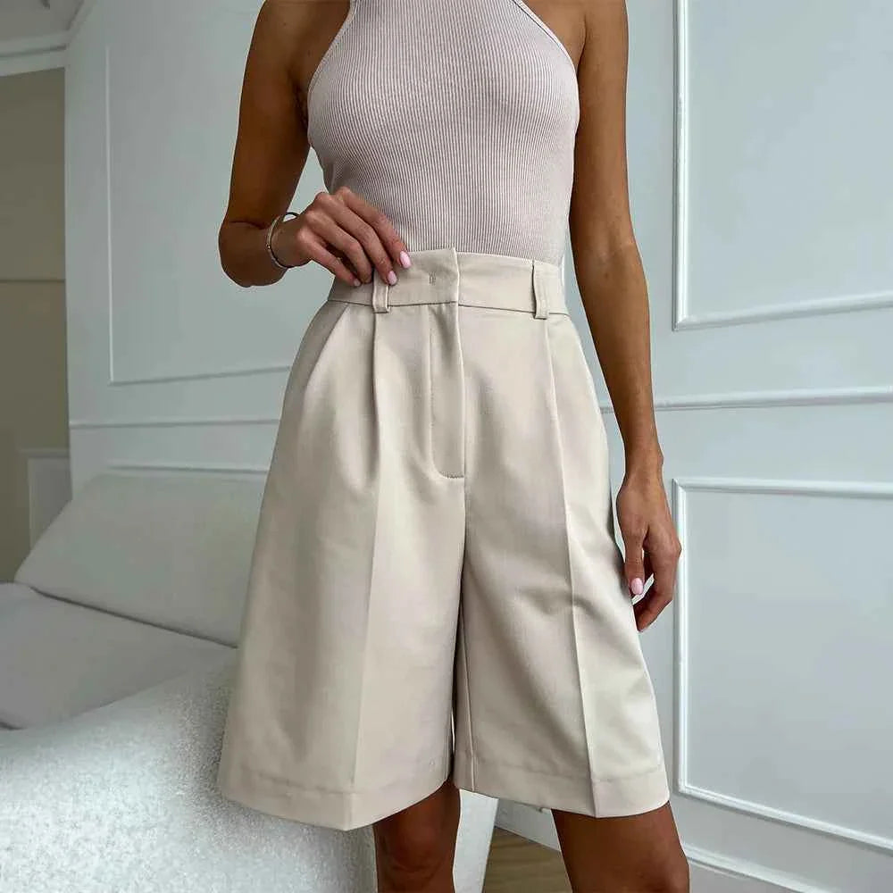 Straight Trousers Shorts Basic Casual Loose Slim Suit Shorts