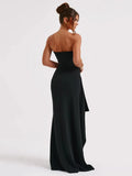Strapless Backless High Split Maxi Dress For Women Black - Other