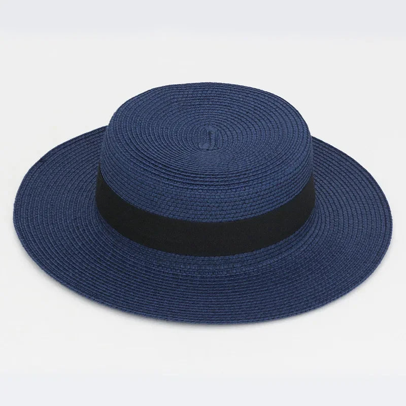 Straw Hat Summer Versatile Women’s - 14 navy blue / one size