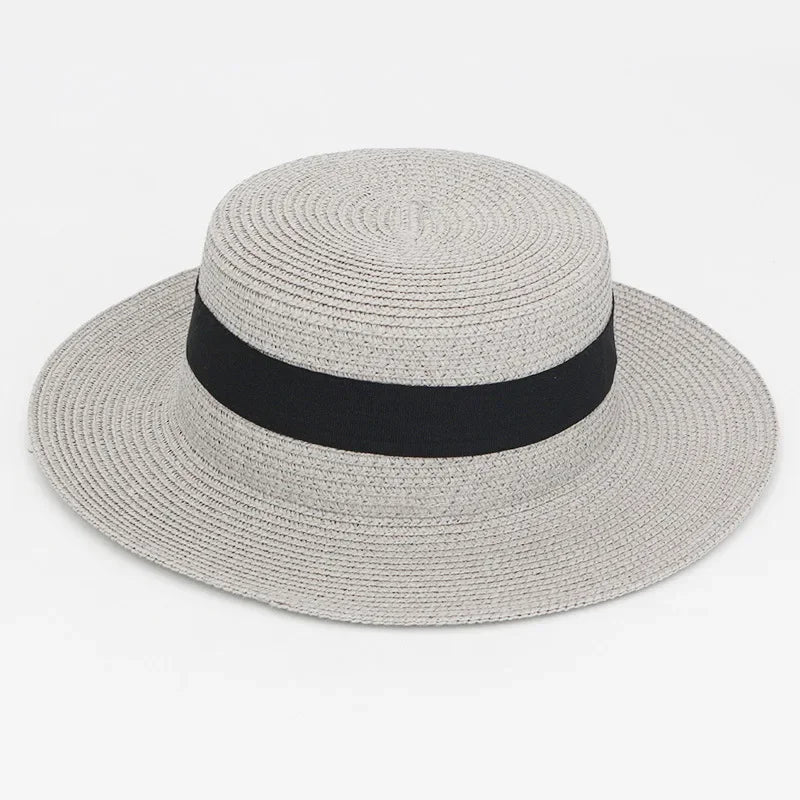 Straw Hat Summer Versatile Women’s - 16 light gray / one size