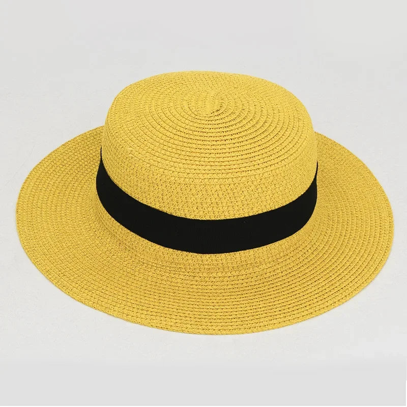 Straw Hat Summer Versatile Women’s - 6 Yellow / one size