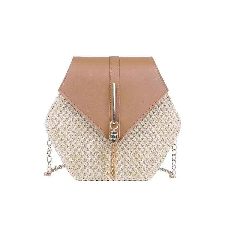 Straw PU Leather Handbag Women