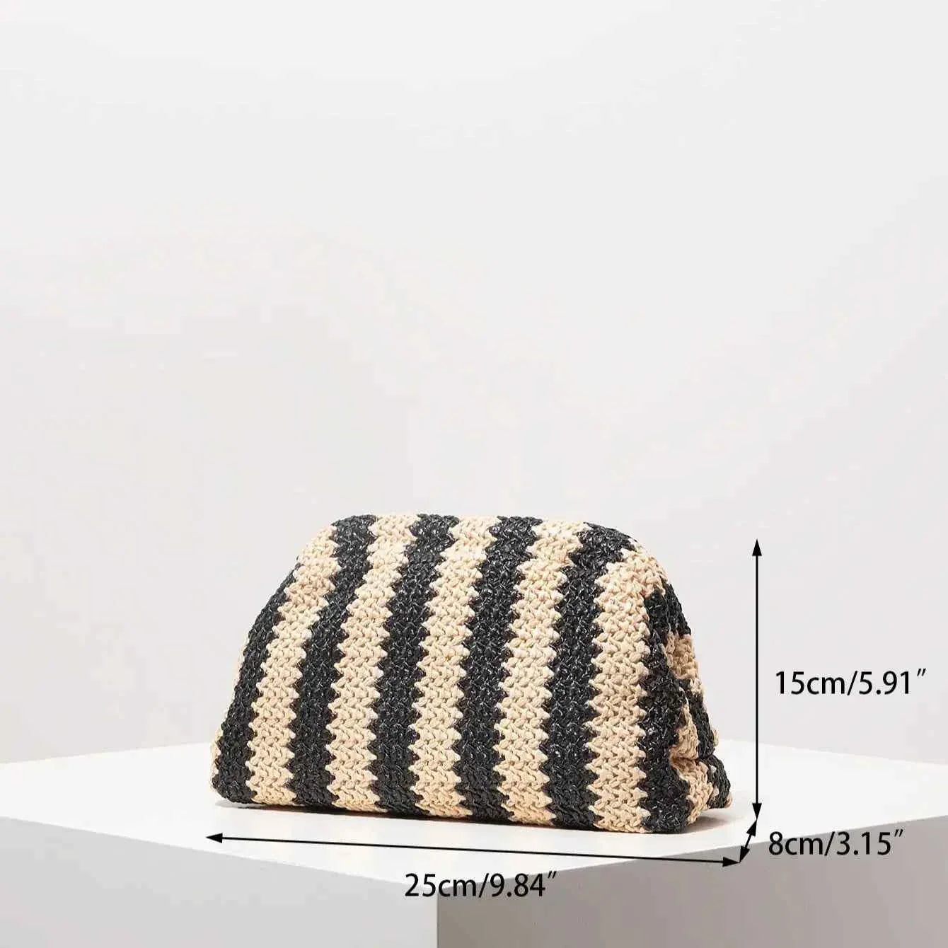 Striped Contrasting Color Knitted Ladies Clutch Bag