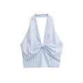 Striped Halter Backless Smocking Sling - Other