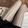 Striped Tights Women Figures Hollow-Out Lace Fishnet - GRAY / 40-70KG / CHINA