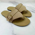 Suede Women Flip Flops Metal Buckle Belt Large Size Flat