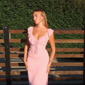 Summer Backless Long Dresses Women - Pink / S