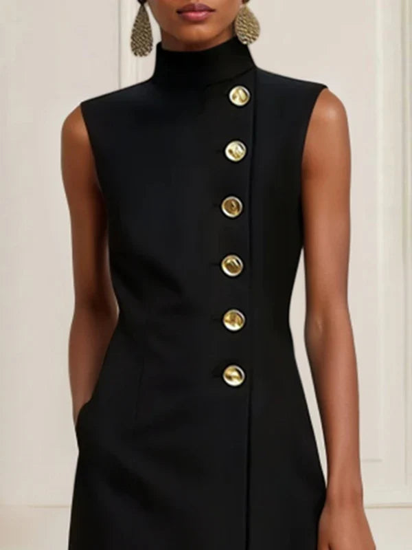 Summer Black Midi Dress for Women