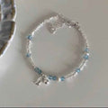 Summer Blue Beaded Silver Fish Bracelet - Small Ball Broken - electronic accessories