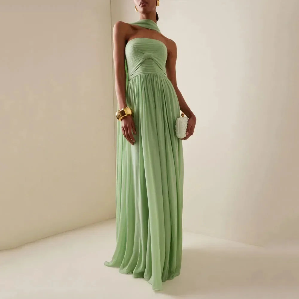 Summer Elegant Off Shoulder Lady Chic Evening Gown - Image Color / S