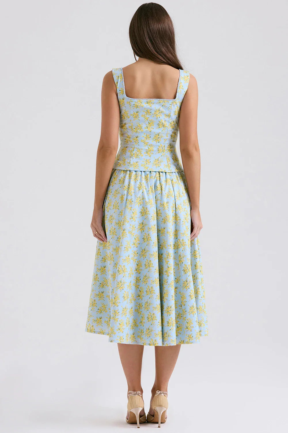 Summer Floral Print 2 Piece Dress Set - pieces set / S