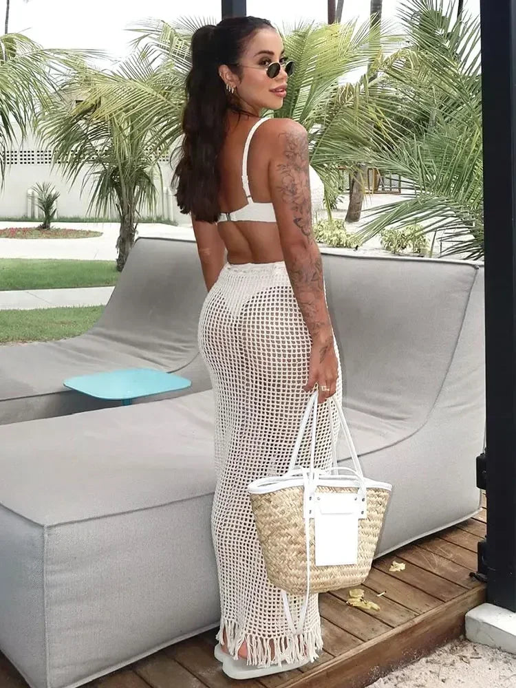 Summer Knit Cut Out Beach Half Skirt Women