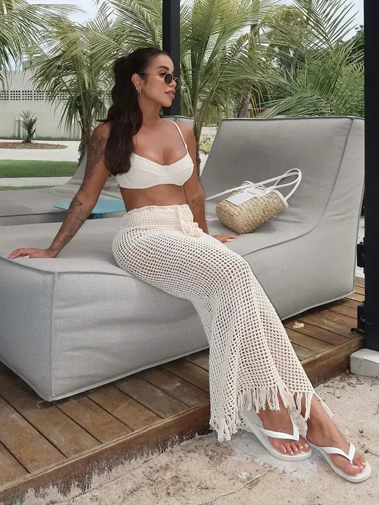 Summer Knit Cut Out Beach Half Skirt Women