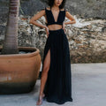 Summer Loungewear Suits Halter Short Top Maxi Skirt - 08 Black / L