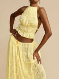 Summer Loungewear Suits Halter Short Top Maxi Skirt