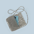 Summer Retro Silver Hollow Design Handmade Beaded Flip Phone Bag