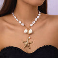 Summer Retro Vacation Style Beach Shell Artificial Pearl Conch Multi-layer Women’s Necklace - electronic accessories