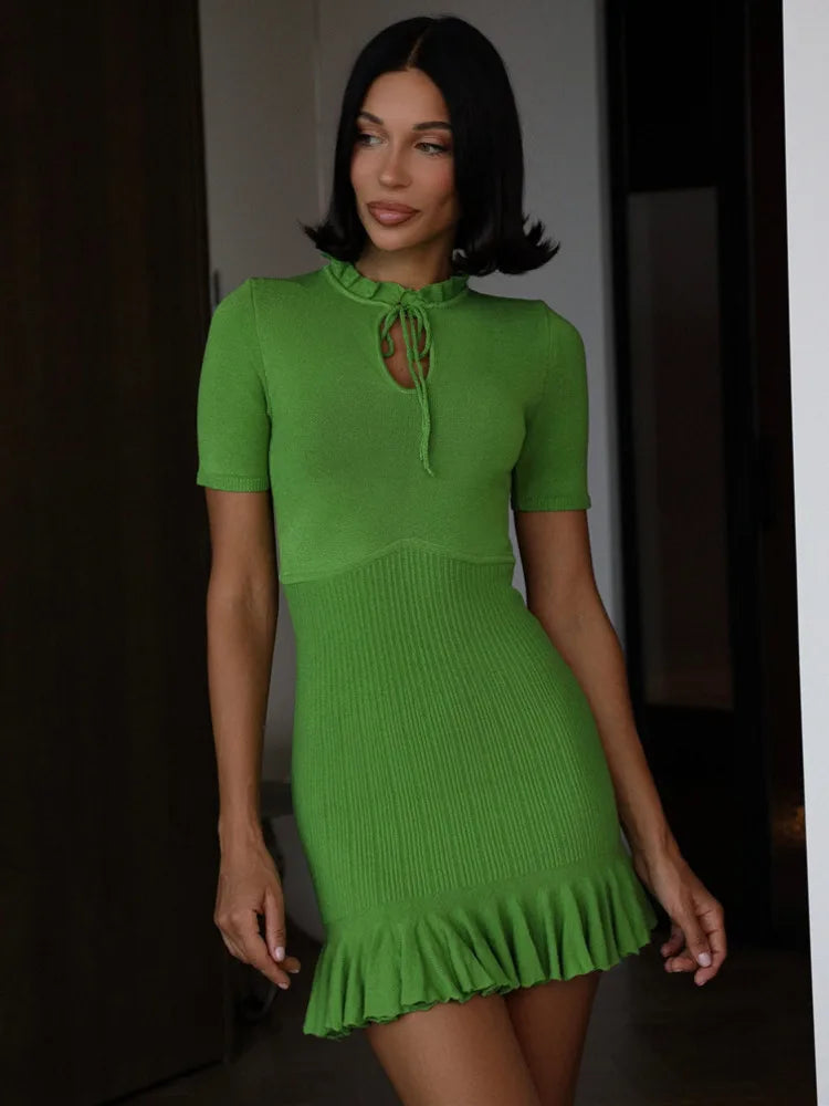 Summer Short Sleeve Ruffle Mini Dress Women