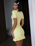 Summer Short Sleeve Ruffle Mini Dress Women