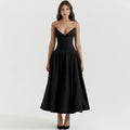 Summer Wedding Guest Party Dress - black / L
