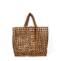 Summer Women's Handwoven Totes Beach Holiday Hollowed-Out Wooden Beaded Bag