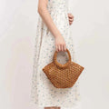 Summer Women's Handwoven Totes Beach Wooden Beaded Bag