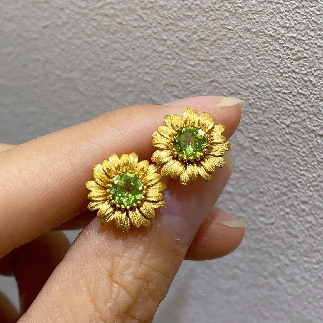 Sunflower Open Fashion All-matching Gemstone Earrings - Ear Studs - electronic accessories