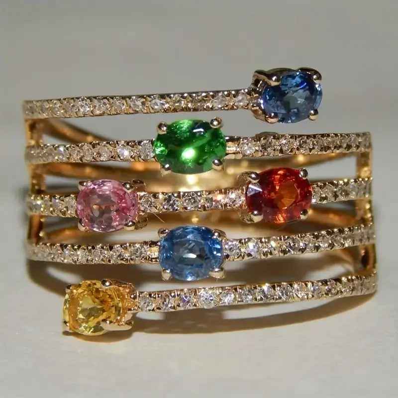 Super Flash Color Zircon Ring Women - electronic accessories