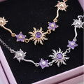 Sweet Copper Gold-plated Purple SUNFLOWER Necklace - electronic accessories