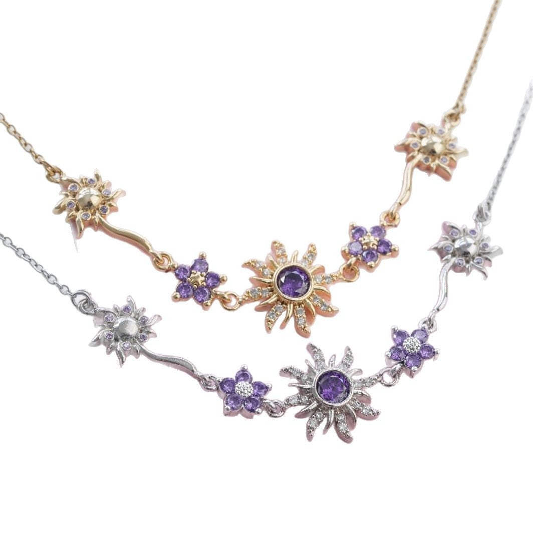 Sweet Copper Gold-plated Purple SUNFLOWER Necklace - electronic accessories