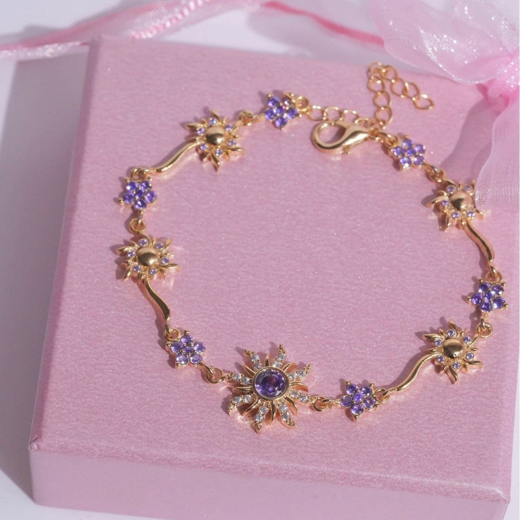 Sweet Copper Gold-plated Purple SUNFLOWER Necklace - Gold / Silver - electronic accessories