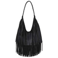 Tassel Large Capacity Brand Tote Bag Black Leather High Quality