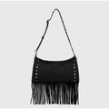Tassel Large Capacity Brand Tote Bag Black Leather High Quality