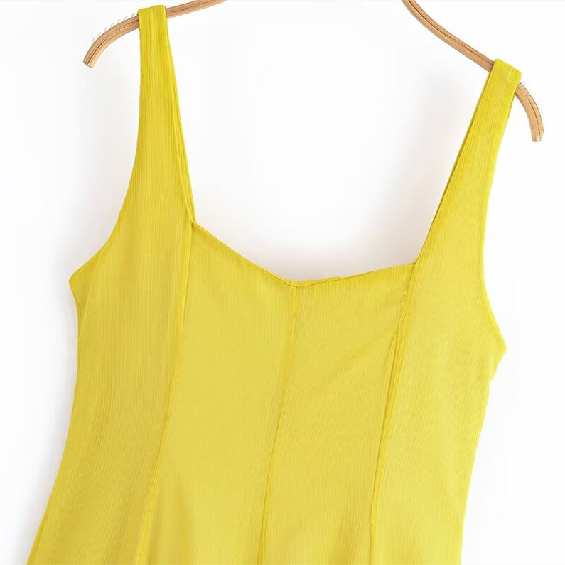 Temperament Fashion Wide Strap Midi Skirt Dress - Other