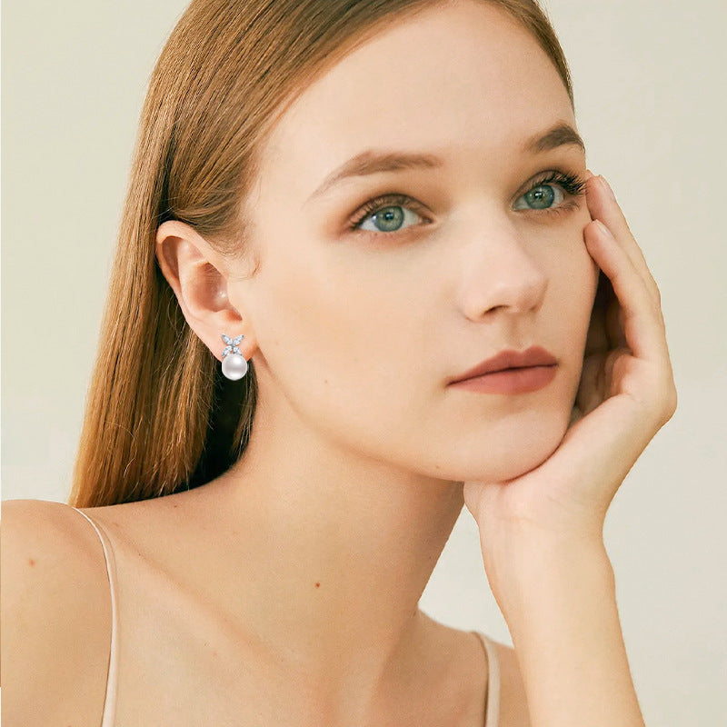 Temperament Wild Natural Freshwater Pearl Ear Studs - Stud Earrings / 925 Silver - electronic accessories