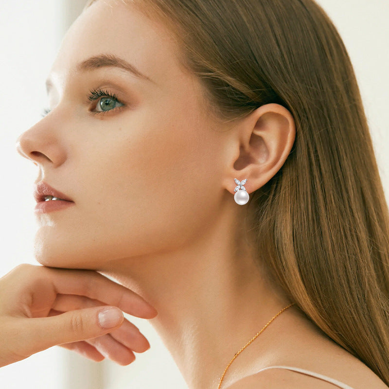 Temperament Wild Natural Freshwater Pearl Ear Studs - Stud Earrings / 925 Silver - electronic accessories