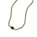 Tennis Zircon Light Luxury Emerald Stainless Steel Plated 18K Gold Necklace - electronic accessories