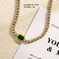 Tennis Zircon Light Luxury Emerald Stainless Steel Plated 18K Gold Necklace - Zirconium - electronic accessories