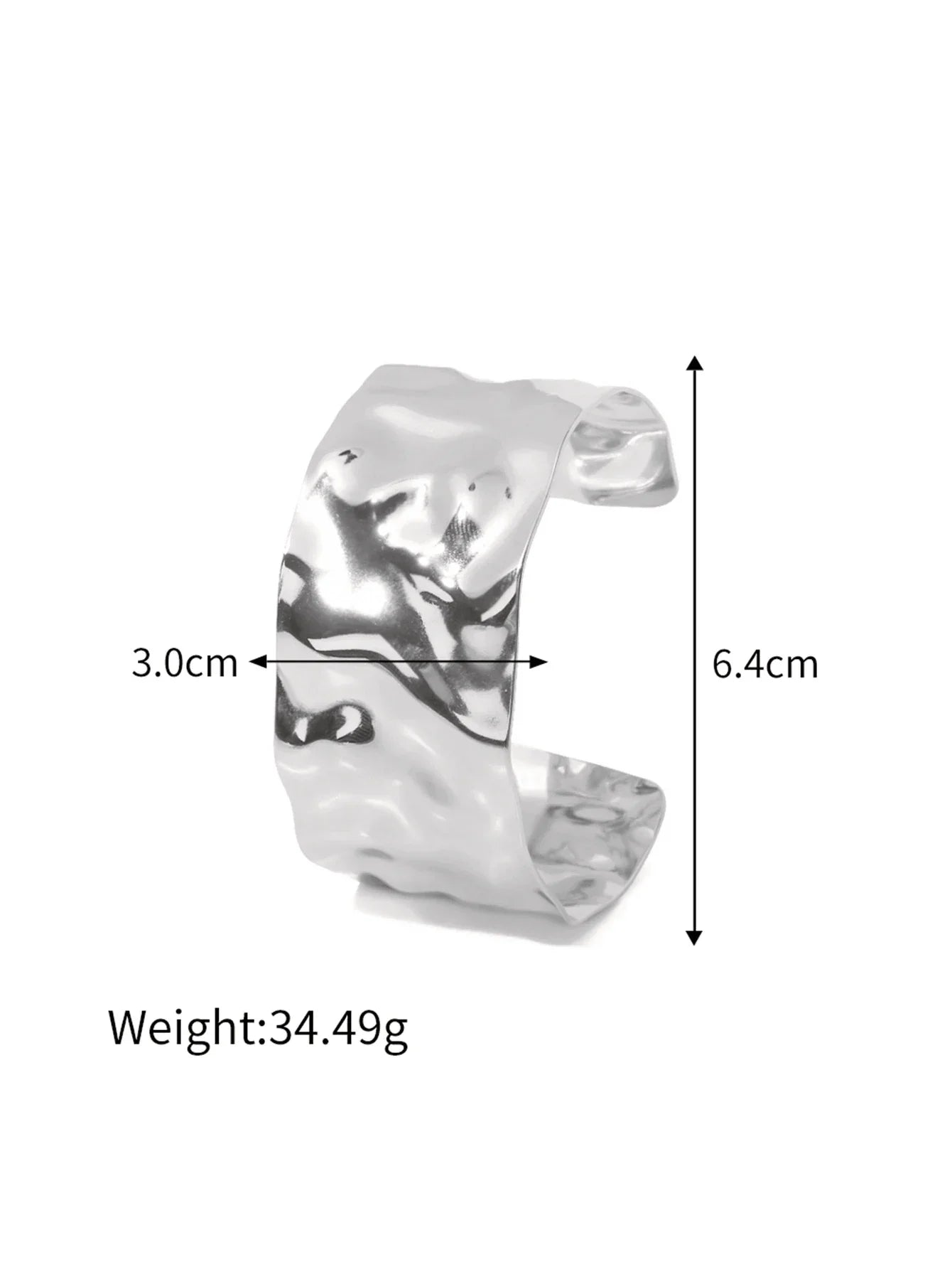 Textured Gold Cuff Plated Stainless Steel Adjustable Bangele Bracelet - JDB201425-S